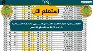 «مباشر الآن» نتيجة الصف السادس الابتدائي محافظة السليمانية نتائجنا 2025 عبر الموقع الرسمي